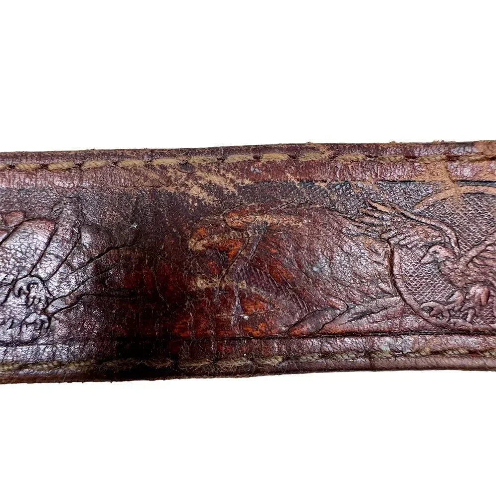 Vintage Brown Leather Belt Size Personalized 